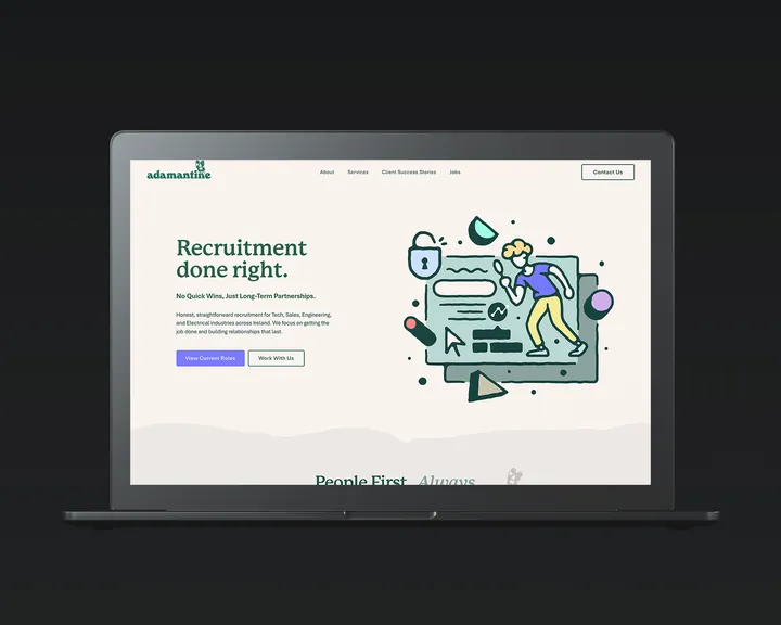 Adamantine Recruitment website on a laptop