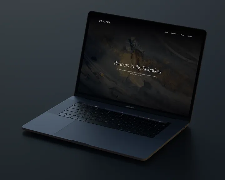 The Oedipus Private Ventures website on a laptop